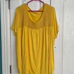 Croft and Barrow 3x Yellow Top with crochet